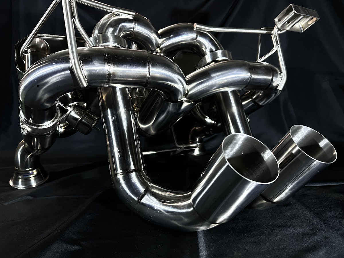F1 Titanium valve exhaust with long tube equal length cat delete mid pipes