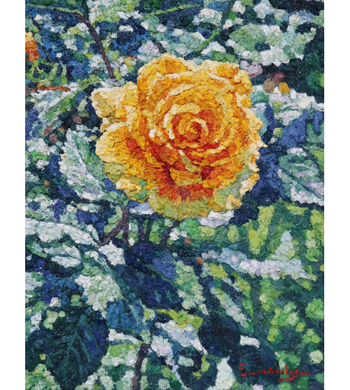 鄭秀京　黄バラ（S） 絵画 其処に在る美しさ-三宮一将絵画展 | 小倉店 | 井筒屋 IZUTSUYA