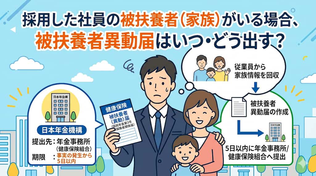 採用した社員の被扶養者（家族）がいる場合、被扶養者異動届はいつ・どう出す？