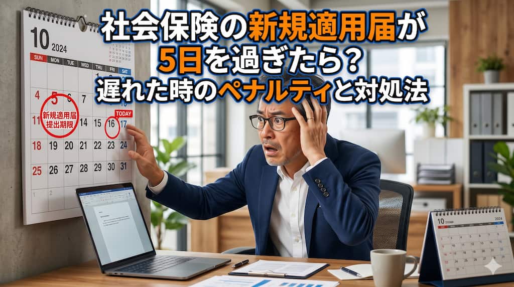社会保険の新規適用届が5日を過ぎたら？遅れた時のペナルティと対処法