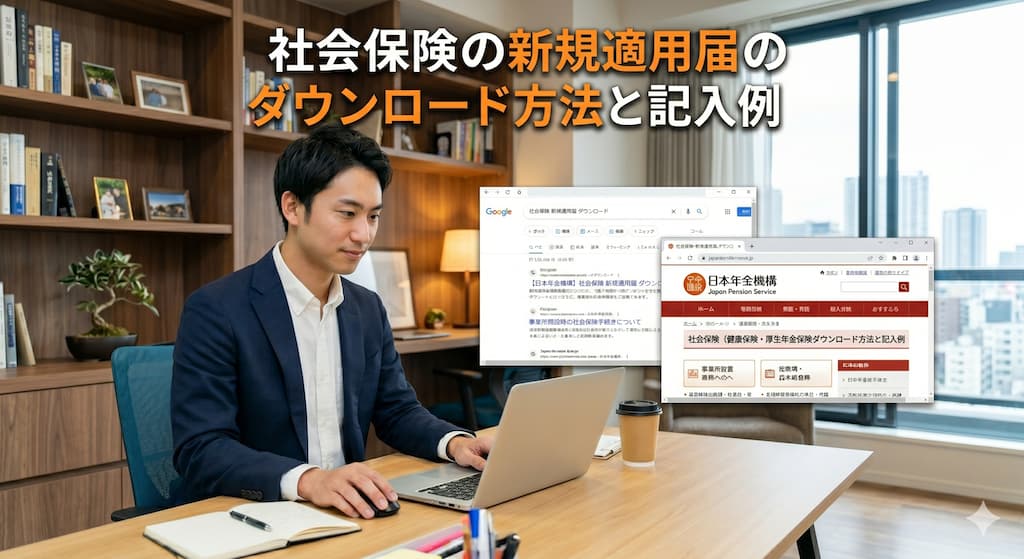 社会保険の新規適用届のダウンロード方法と記入例