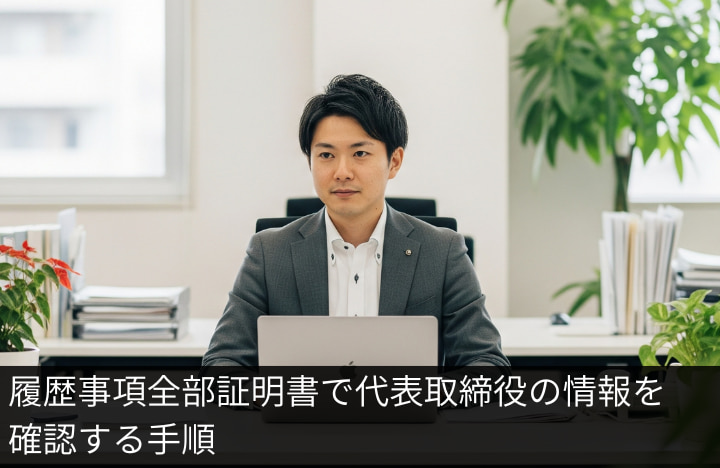 履歴事項全部証明書で代表取締役の情報を確認する手順