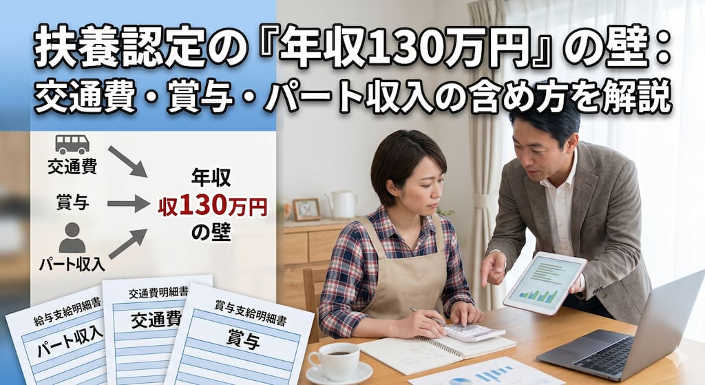 被扶養者届における扶養認定の年収130万円の壁：交通費・賞与・パート収入の含め方を解説