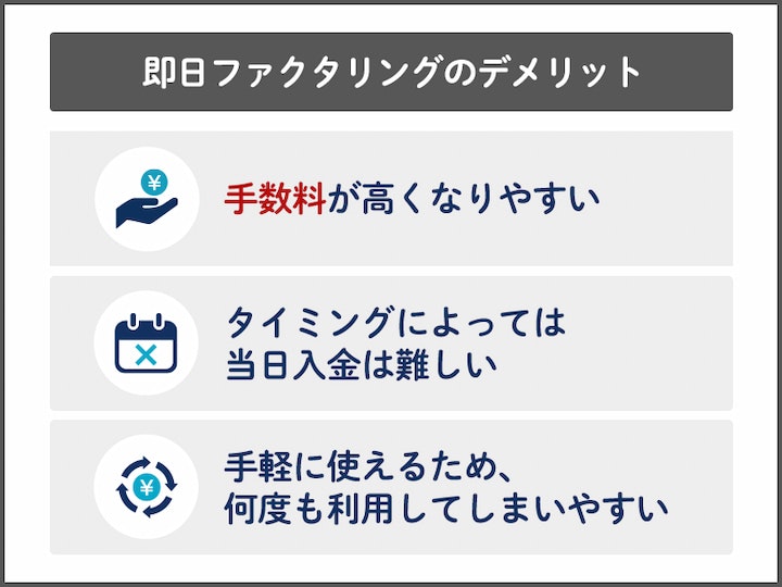 即日ファクタリングのデメリット