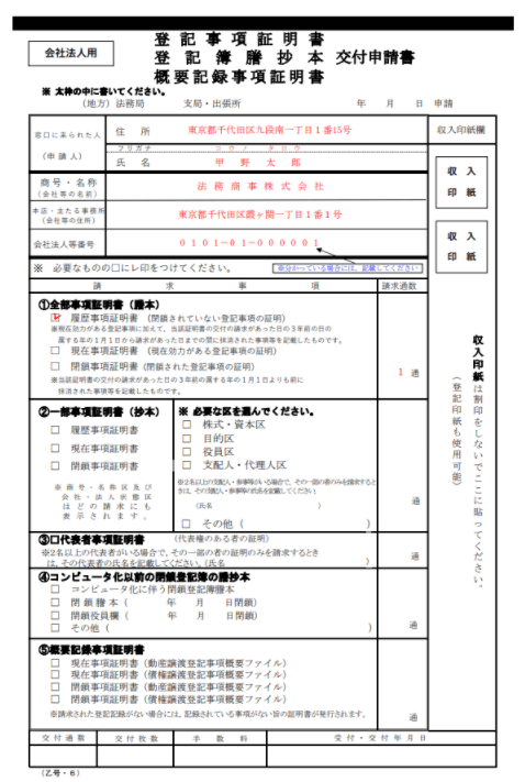 登記事項証明書