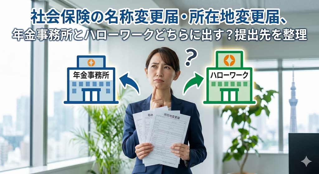 社会保険の名称変更届・所在地変更届、 年金事務所とハローワークどちらに出す？提出先を整理