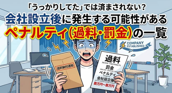 「うっかりしてた」では済まされない？会社設立後に発生する可能性があるペナルティ（過料・罰金）の一覧