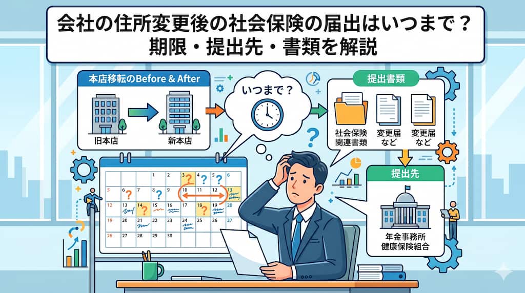 会社の住所変更後の社会保険の届出はいつまで？期限・提出先・書類を解説
