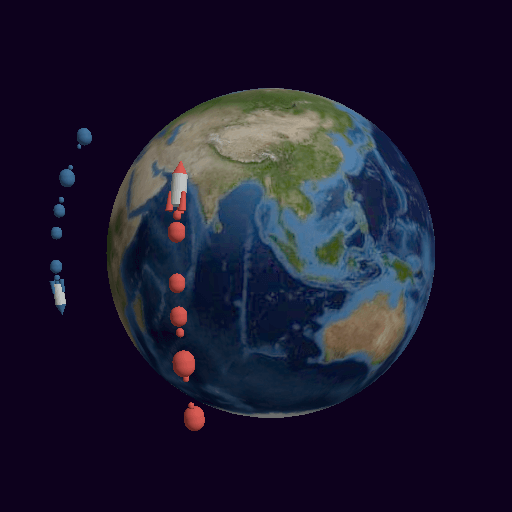 地球を周回するロケット