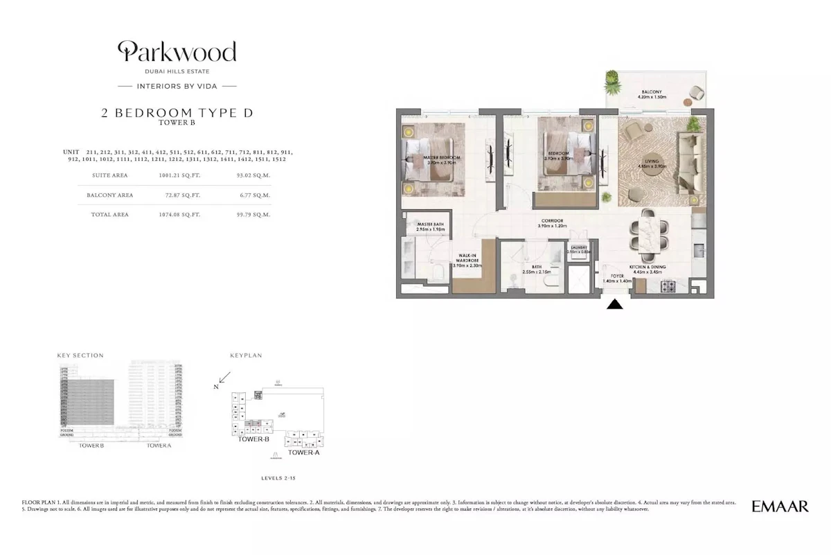 Parkwood Dubai Hills Estate 2BR 間取り図