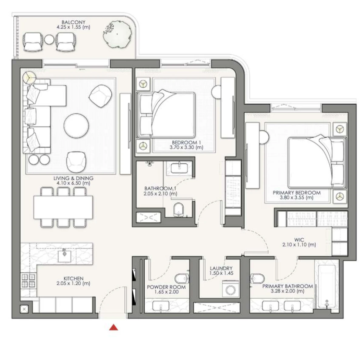 Palm Central Private Residences 2BR 間取り図