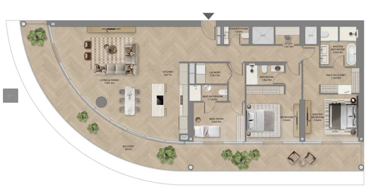 The Row Saadiyat 3BR 間取り図
