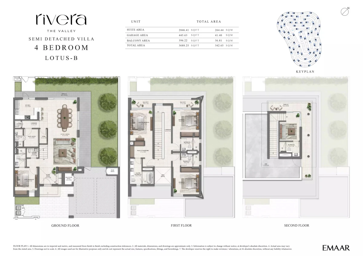Rivera at The Valley 4BR Villa 間取り図
