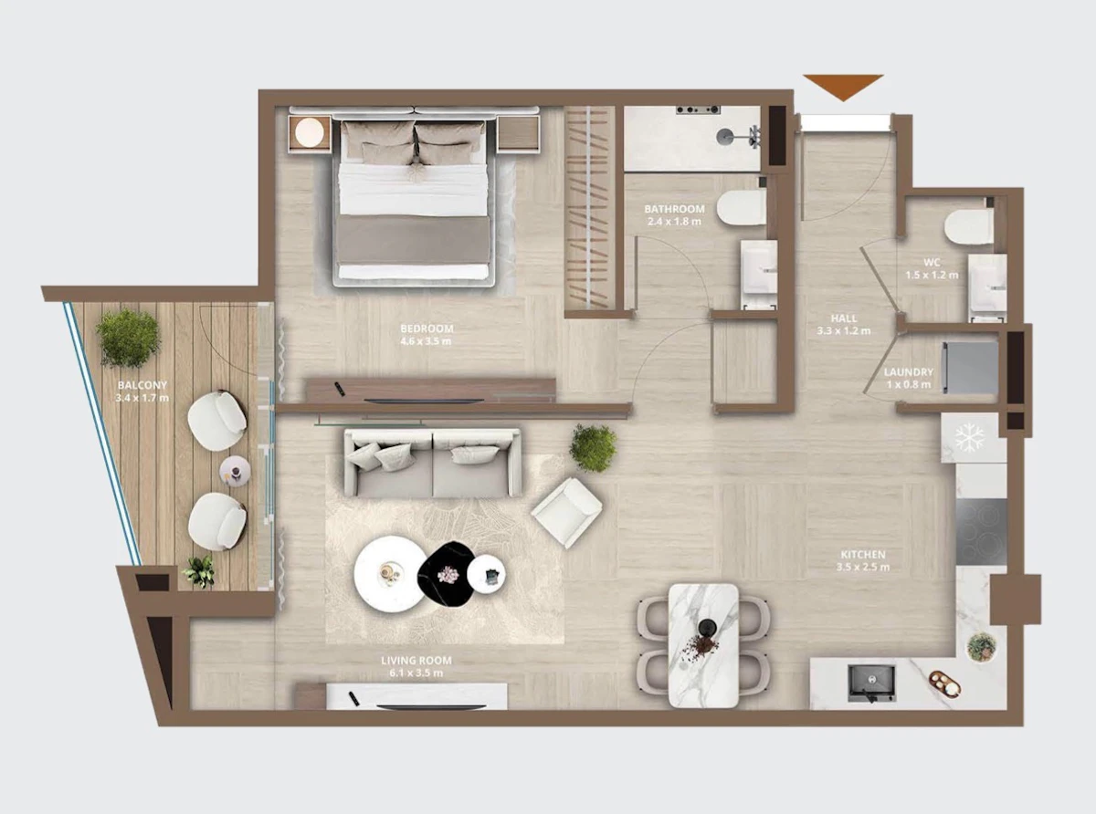 Celeste 1BR 間取り図