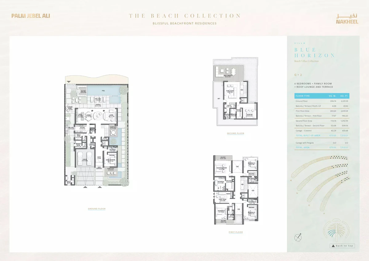 Palm Jebel Ali Beach Collection 6BR Villa 間取り図