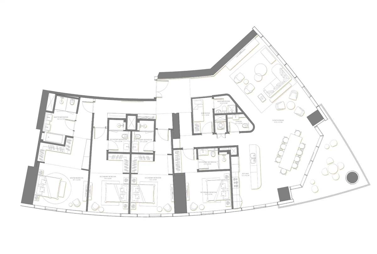 Palm Beach Towers-3 4BR 間取り図