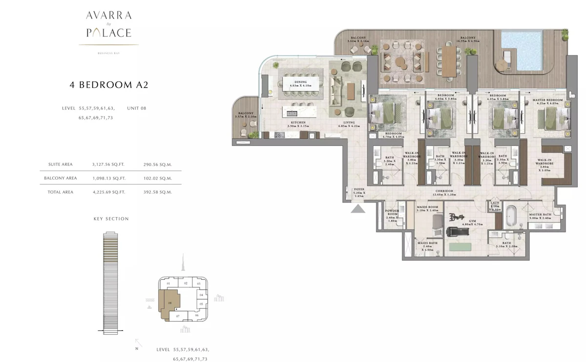Avarra by Palace 4BR 間取り図