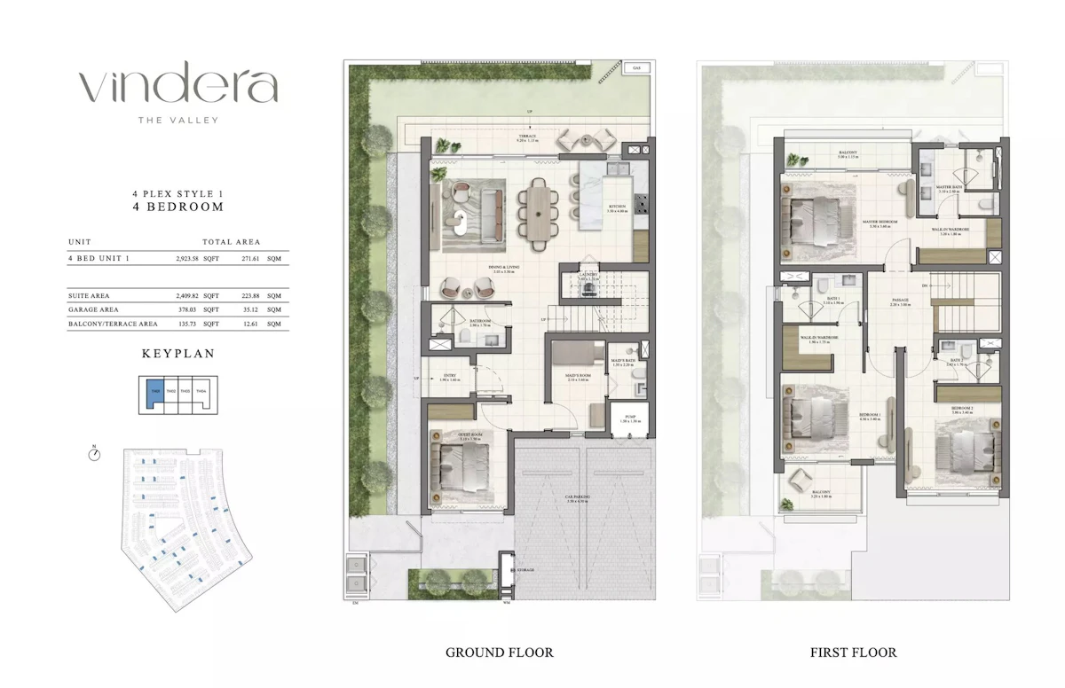 Vindera at The Valley 4BR Townhouse 間取り図