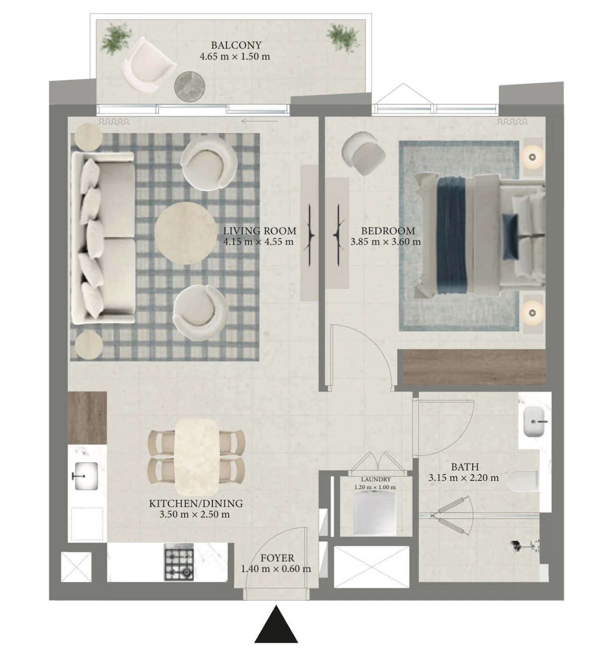Fior (Rashid Yachts & Marina) 1BR 間取り図