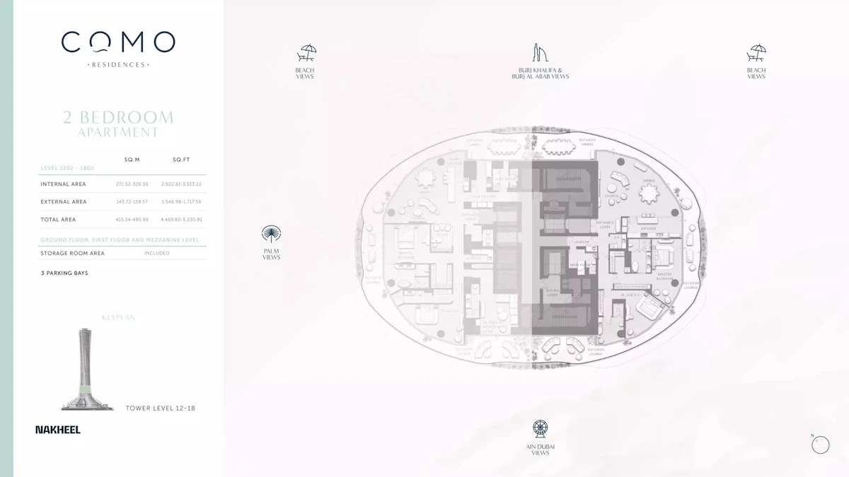 Como Residences 2BR 間取り図