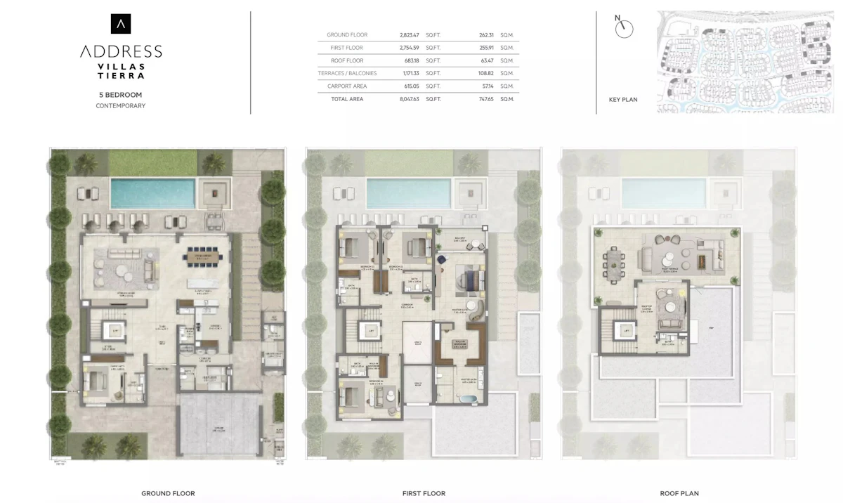 Address Villas Tierra 5BR Villa 間取り図