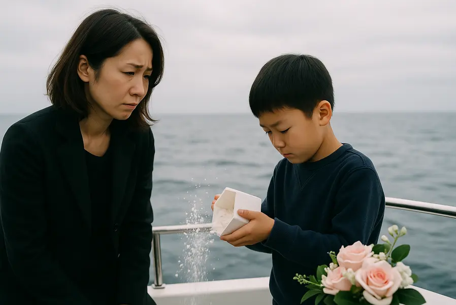子供が散骨するイメージ