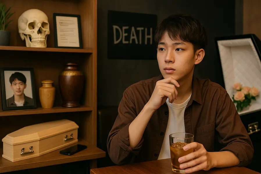 死を見つめる若者のイメージ