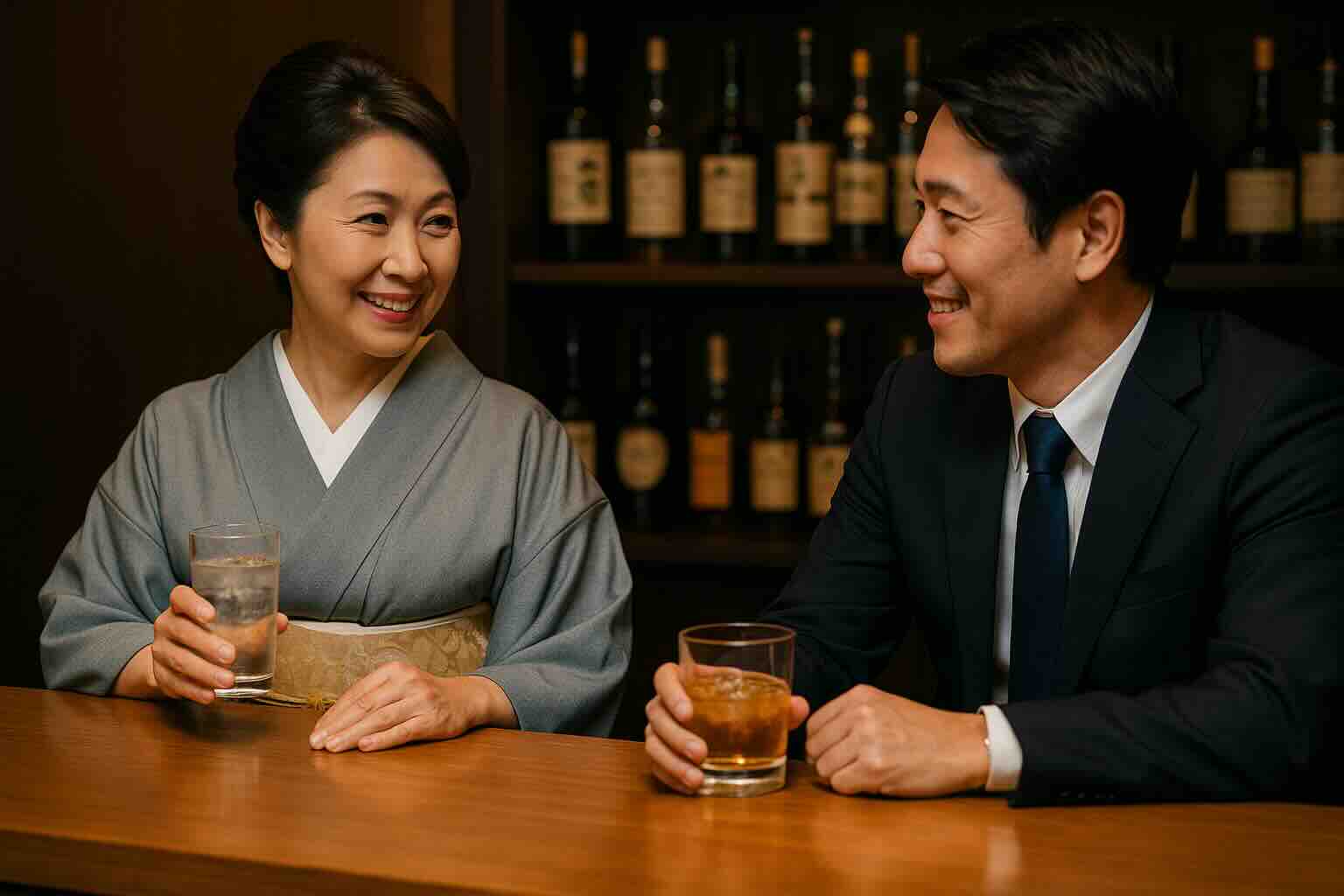 ママとお客さんの写真