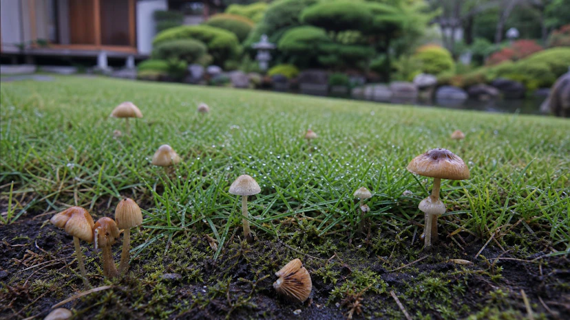 芝生にキノコが生える原因と対処法
