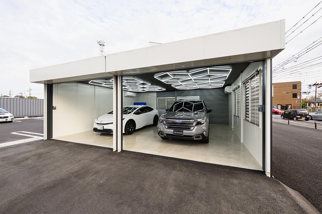 茨城県龍ヶ崎市50〜100㎡ (15〜30坪)の休憩所/車庫のユニットハウス・プレハブ・コンテナハウス、外観 右アングル