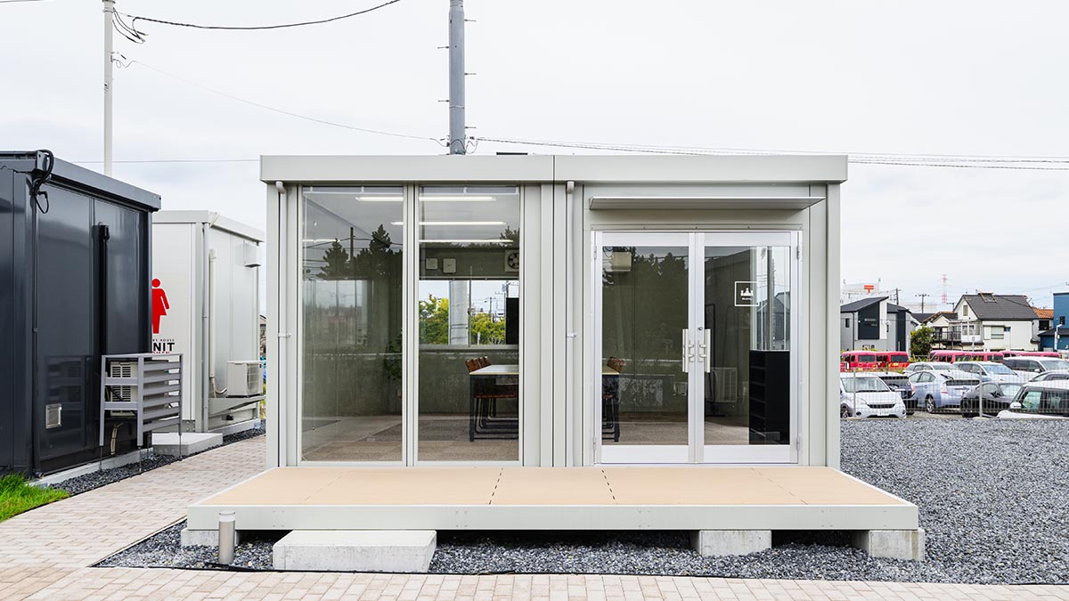 ユニットハウス・プレハブ・コンテナハウス | 市原店/展示場、MS WORK 外観（リユースユニット CT-54J 2連棟）