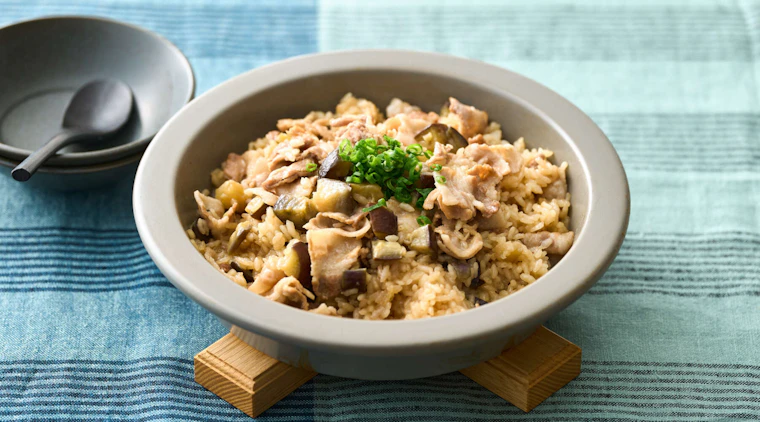 なすと豚肉のリゾット