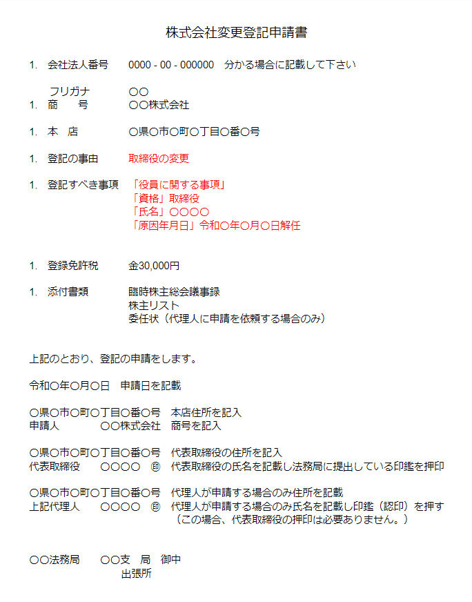 自分で役員解任登記申請をする為のテンプレートと記入例 必要書類を紹介します Ai Con登記