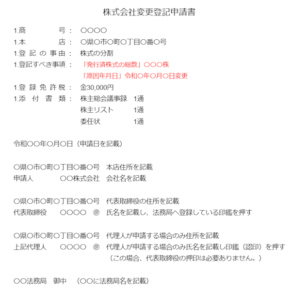 変更登記申請書