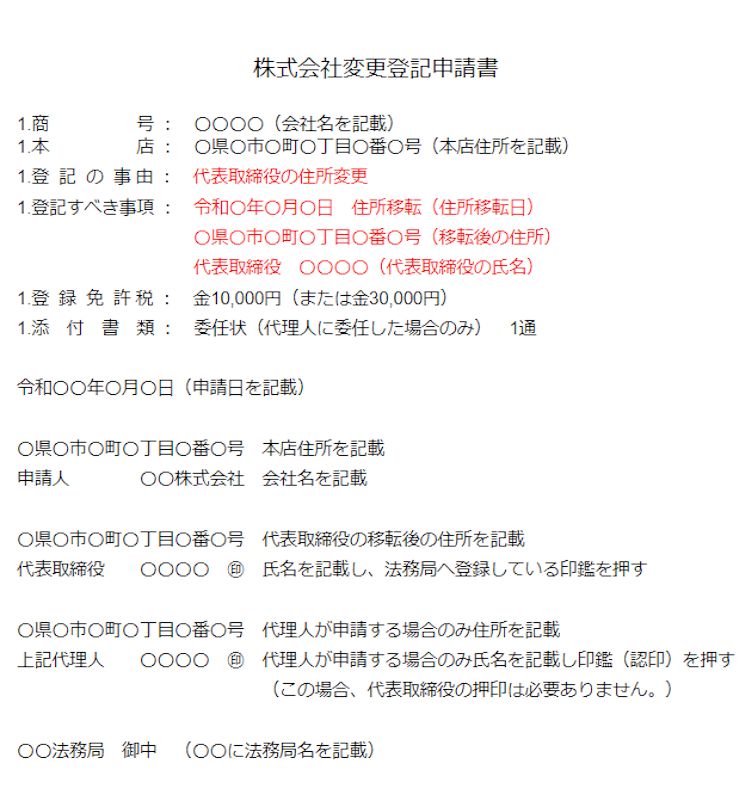 自分で代表取締役の住所変更登記申請をする為の書式テンプレートと記入例、必要書類を紹介します｜GVA 法人登記