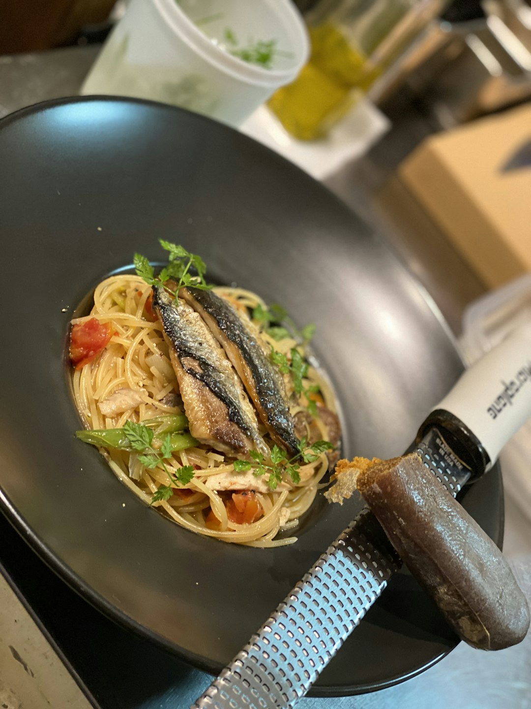秋刀魚とカラスミのペペロンチーノ