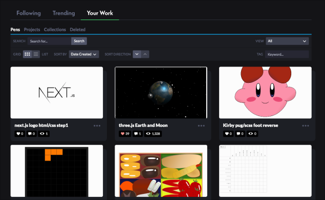 Codepenで投稿したものがPV数が1000以上も。。。